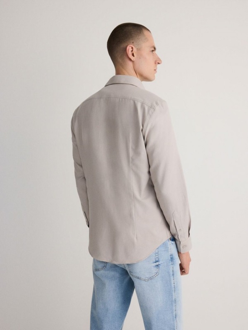 Reserved Slim Fit Plain Hemd Herren Beige | 0921-EDBHQ