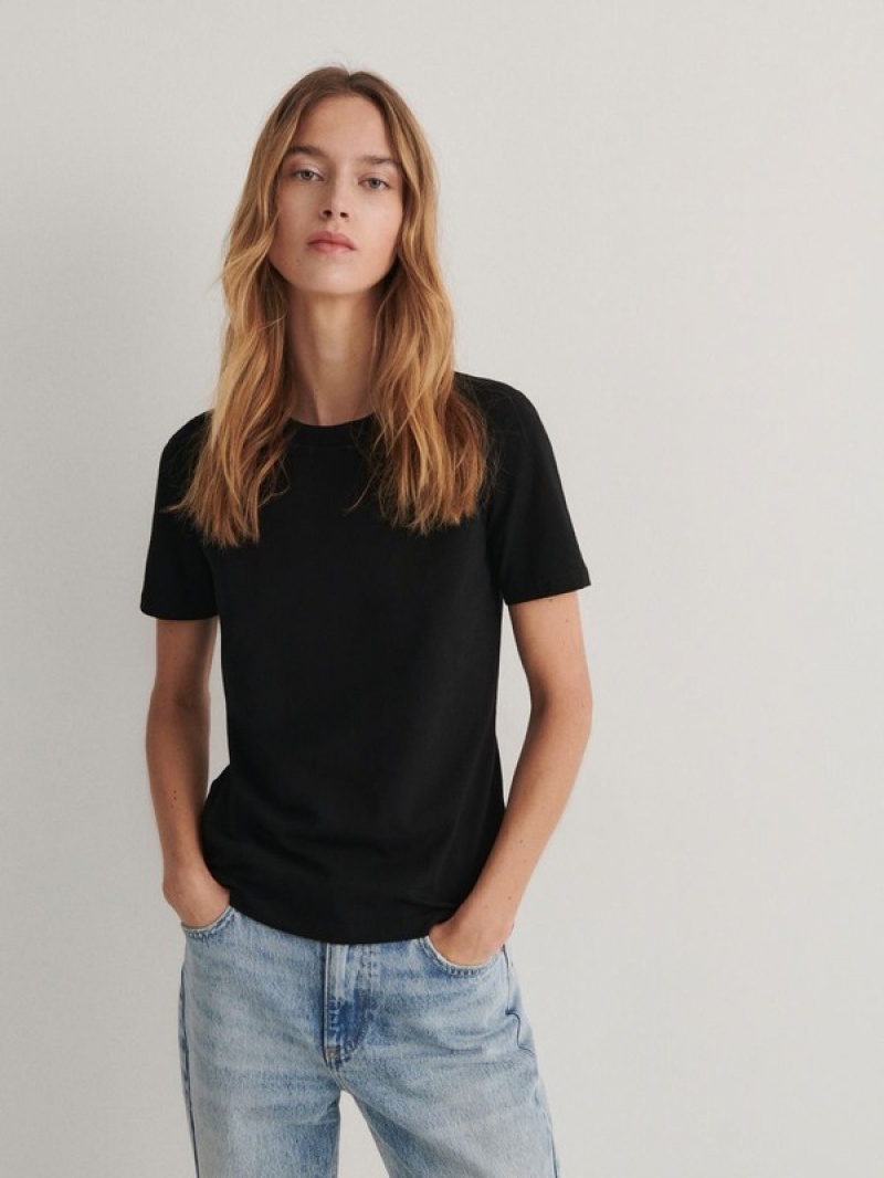 Reserved Slim Fit T-shirts Damen Schwarz | 3168-IQEJS