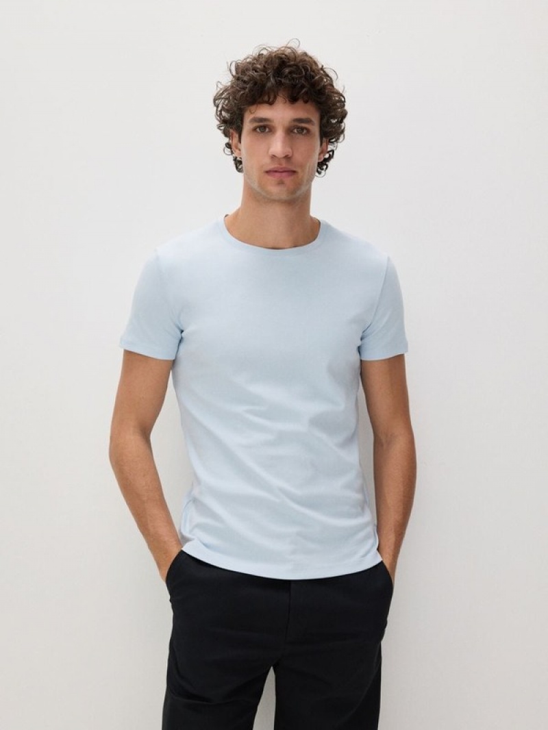 Reserved Slim Fit T-shirts Herren Blau | 0961-ZTBXA