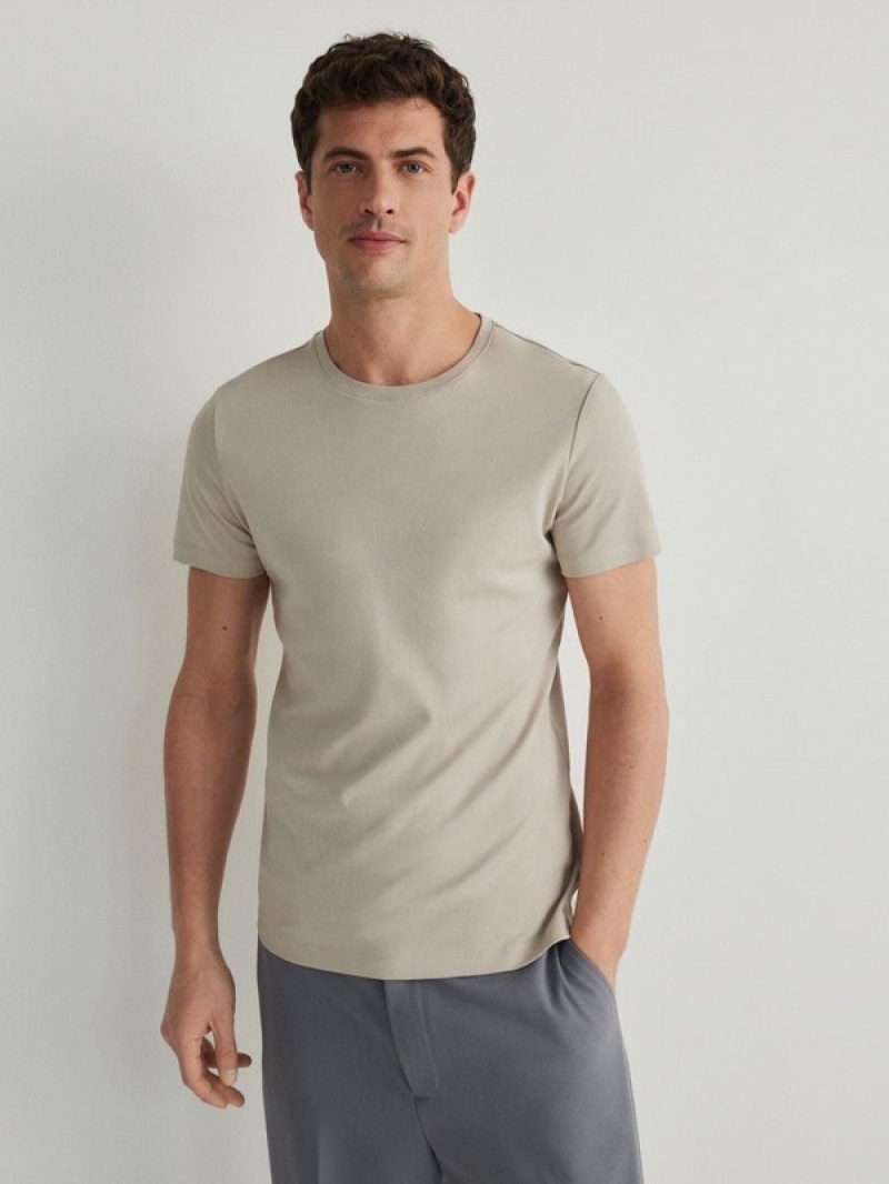 Reserved Slim Fit T-shirts Herren Braun | 5647-GEHNT