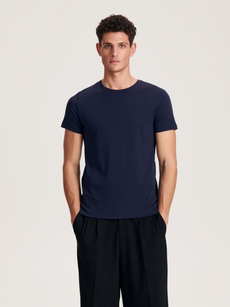 Reserved Slim Fit T-shirts Herren Navy | 3201-TKOZA