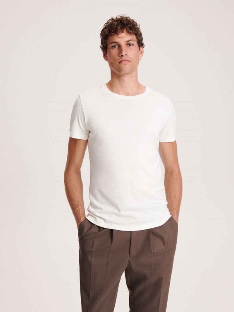 Reserved Slim Fit T-shirts Herren Weiß | 7012-GDRYE