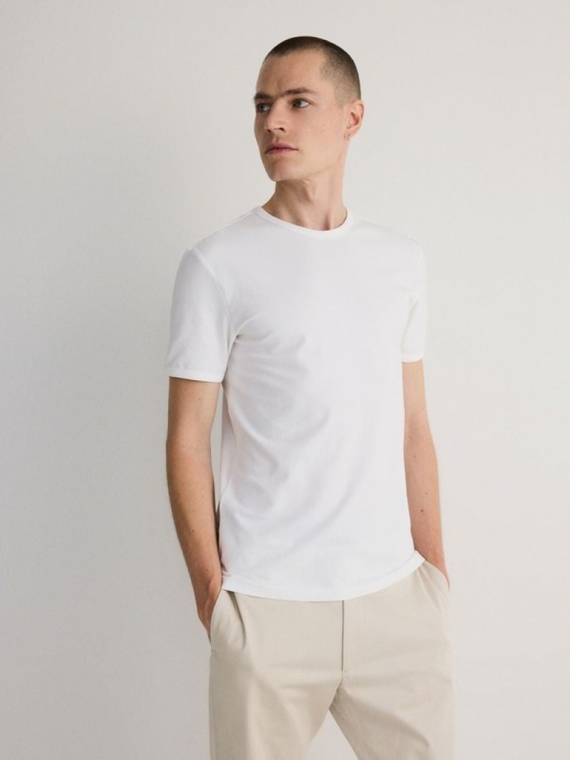 Reserved Slim Fit T-shirts Herren Weiß | 9364-EHBDT