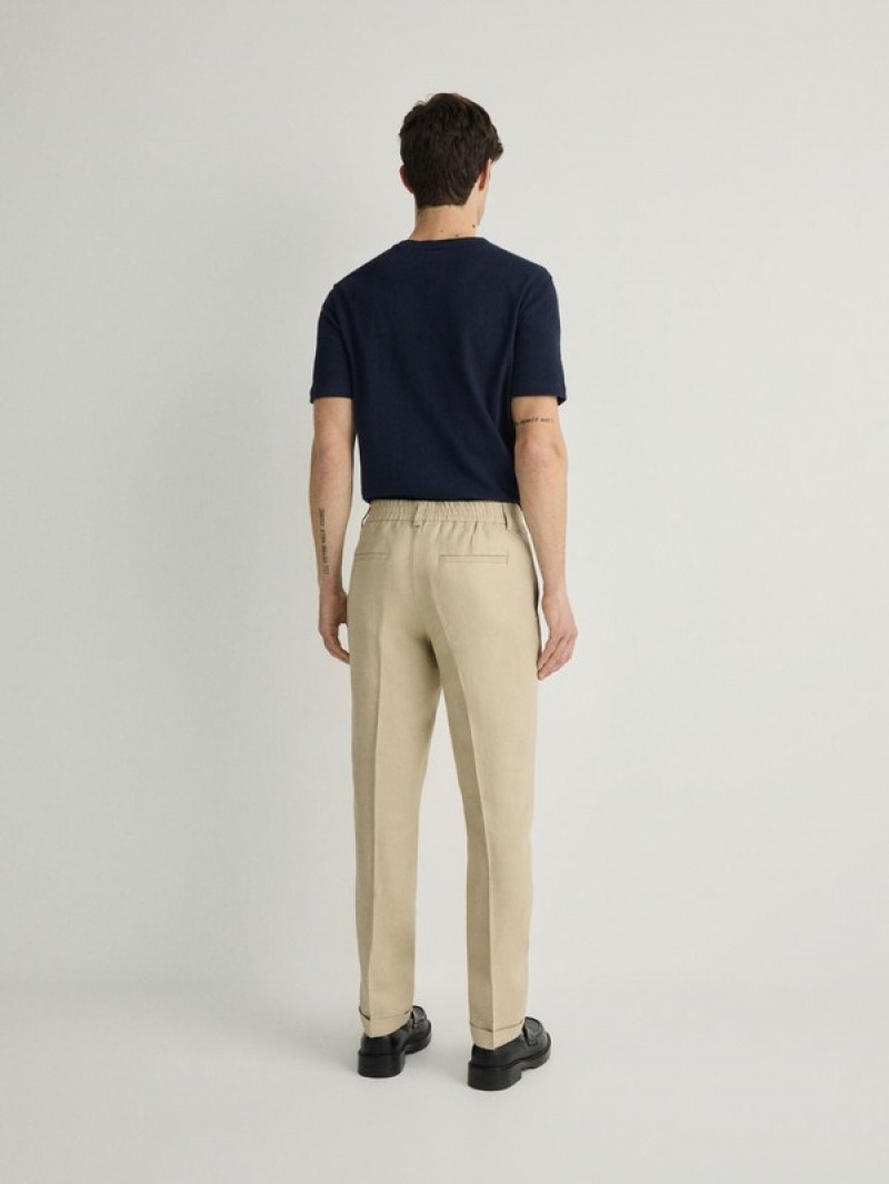 Reserved Slim Linen Anzüge Herren Beige | 0695-PKNRX