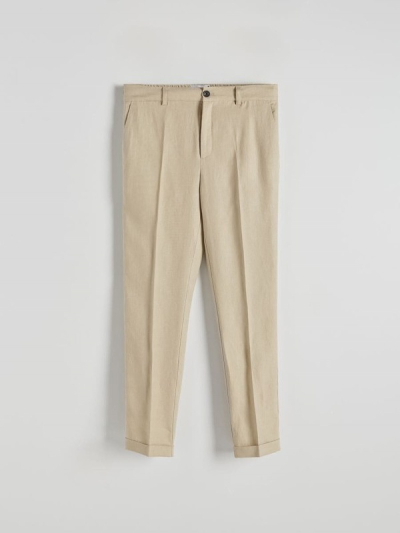 Reserved Slim Linen Anzüge Herren Beige | 0695-PKNRX