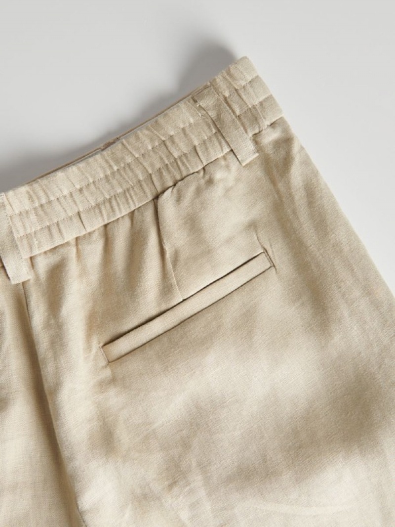 Reserved Slim Linen Anzüge Herren Beige | 0695-PKNRX