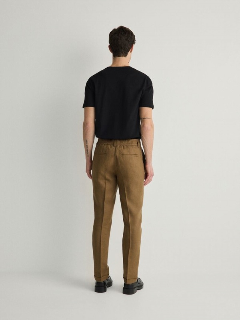 Reserved Slim Linen Anzüge Herren Braun | 2147-IANTZ