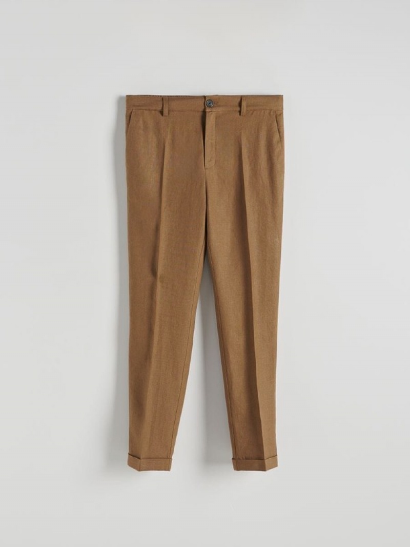 Reserved Slim Linen Anzüge Herren Braun | 2147-IANTZ