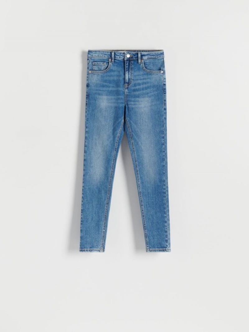 Reserved Slim Mid Rise Jeans Damen Blau | 1452-PEQXN