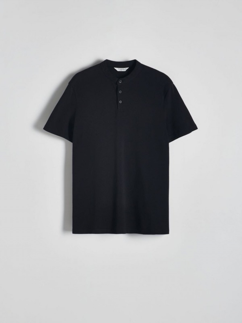 Reserved Stand-up Collar Polo Shirts Herren Schwarz | 3429-QNCLS