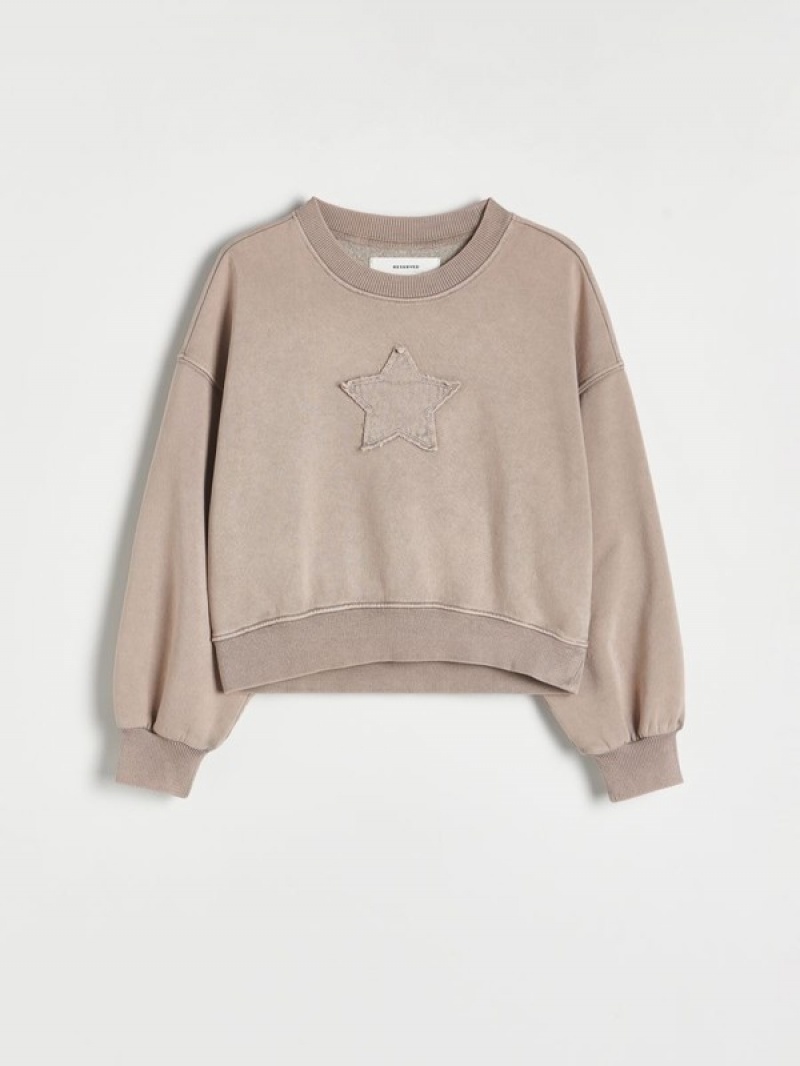 Reserved Star Motif Sweatshirts Mädchen Beige | 2634-VMUWS