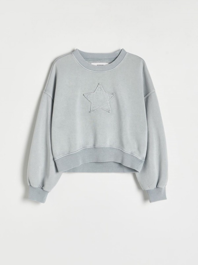 Reserved Star Motif Sweatshirts Mädchen Hellgrau | 3570-DRUMS