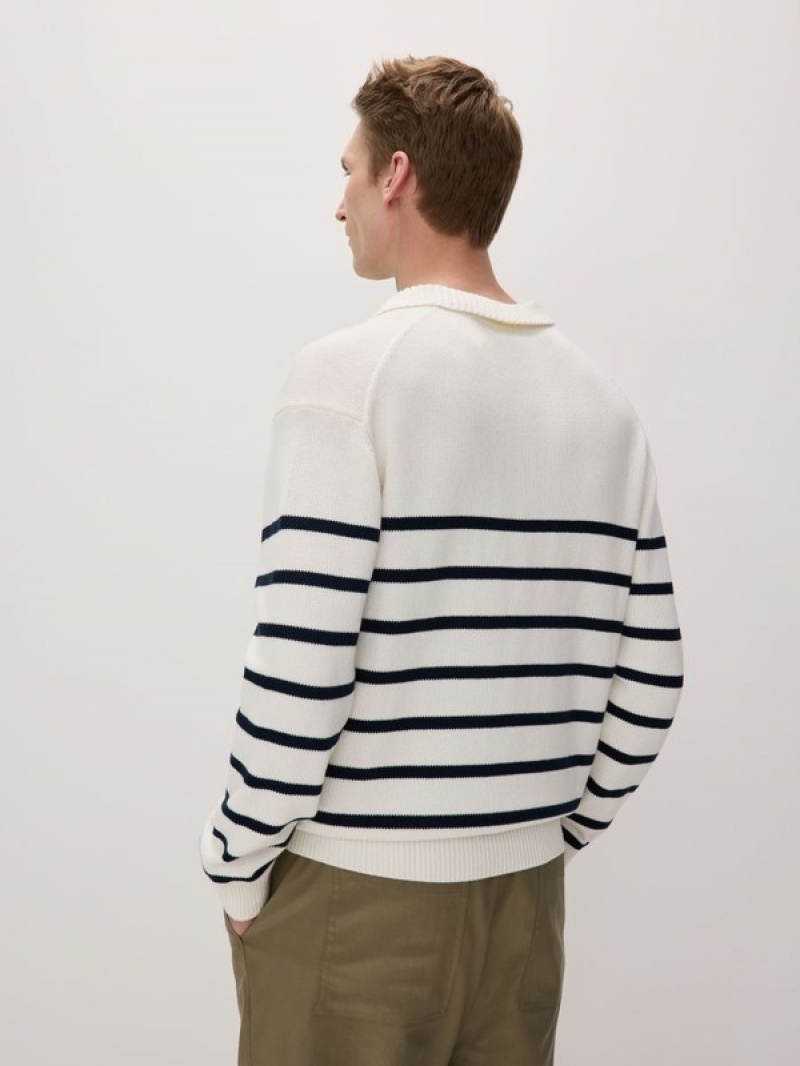 Reserved Stripe Baumwoll Pullover Herren Weiß | 9432-PSIMK