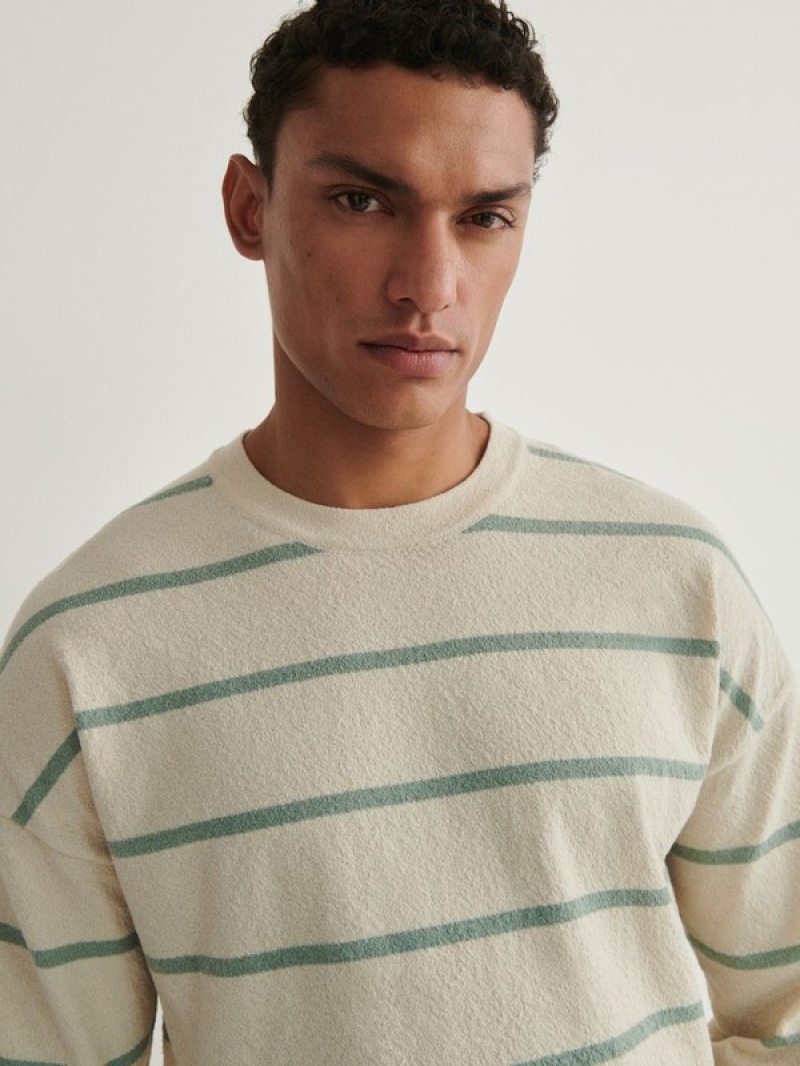 Reserved Stripe Pullover Herren Grün | 4972-WIBEY