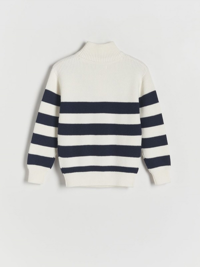 Reserved Stripe Turtleneck Pullover Jungen Weiß | 3652-OVLID