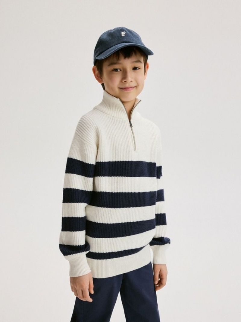 Reserved Stripe Turtleneck Pullover Jungen Weiß | 3652-OVLID