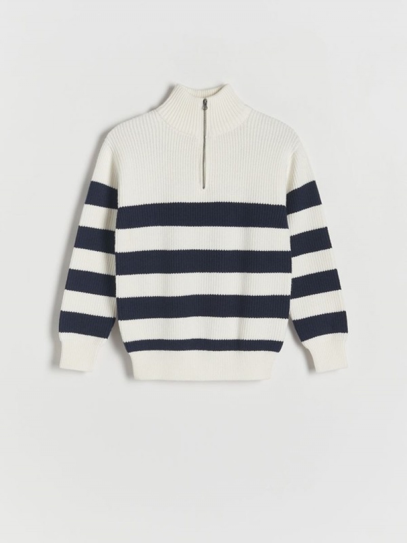 Reserved Stripe Turtleneck Pullover Jungen Weiß | 3652-OVLID