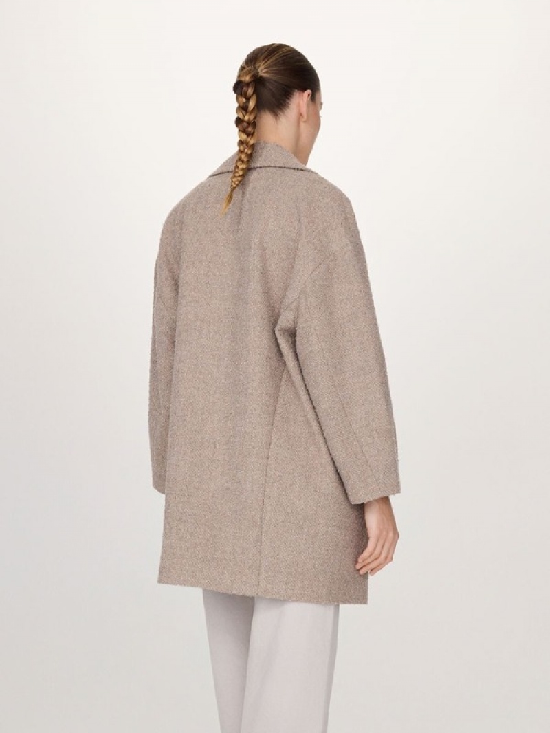 Reserved Structural Fabric Mäntel Damen Beige | 7598-JVWXZ