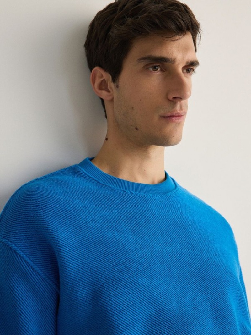 Reserved Structural Jersey Sweatshirts Herren Indigo | 1056-MXCBE