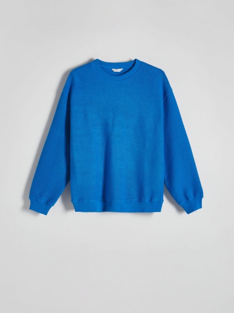 Reserved Structural Jersey Sweatshirts Herren Indigo | 1056-MXCBE