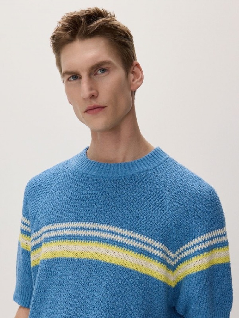 Reserved Structural Knit Pullover Herren Blau | 1978-SPGRL