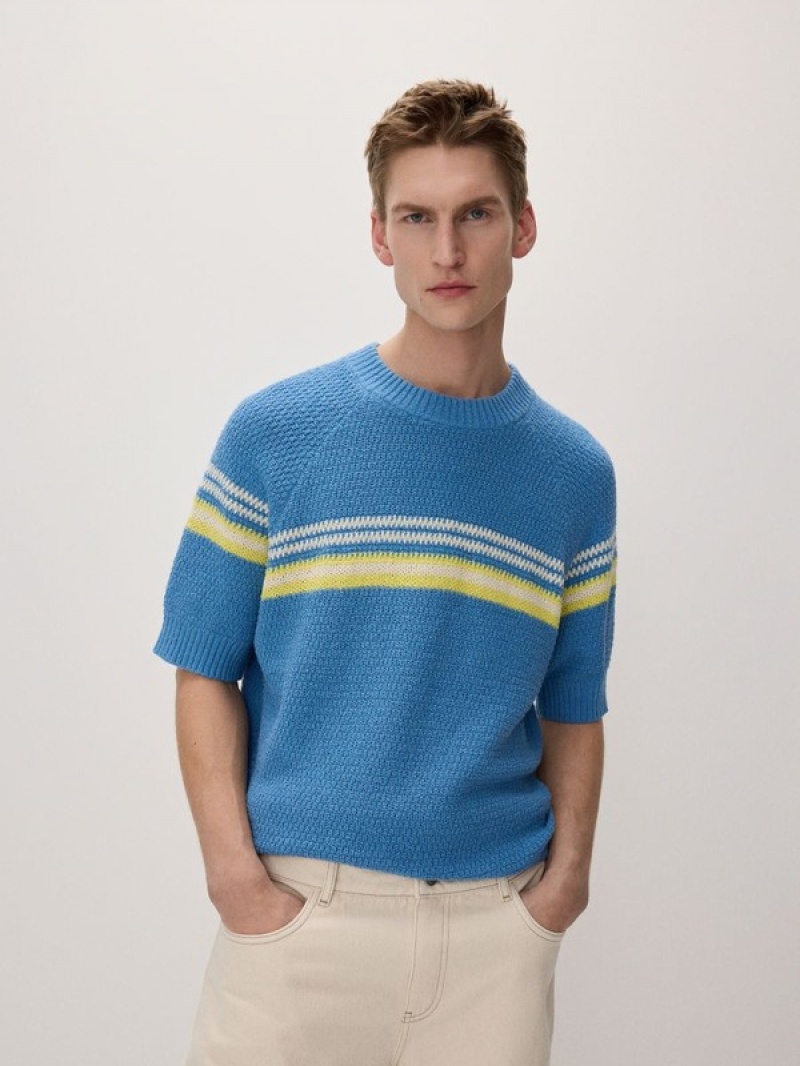 Reserved Structural Knit Pullover Herren Blau | 1978-SPGRL