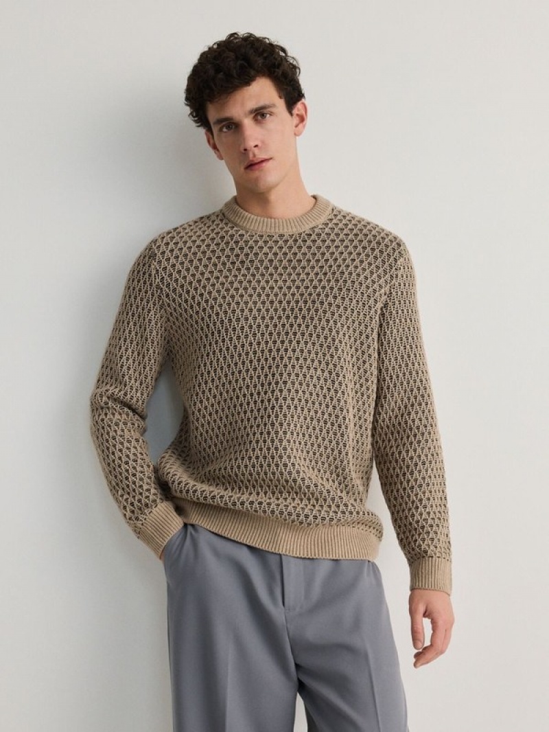 Reserved Structural Pullover Herren Beige | 6102-KRSNP