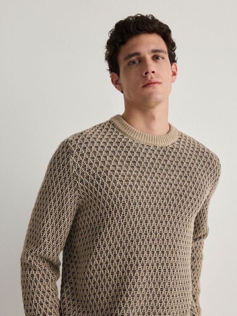 Reserved Structural Pullover Herren Beige | 6102-KRSNP