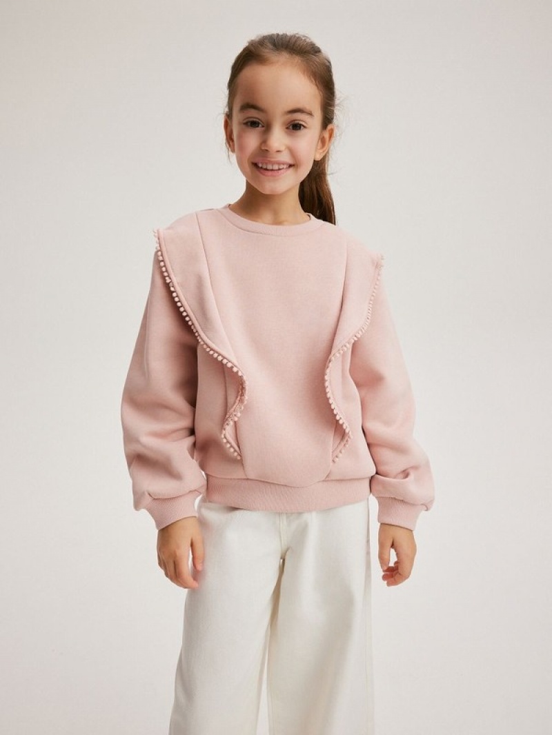 Reserved Sweatdecorative Spitze Sweatshirts Mädchen Rosa | 5106-YREBM