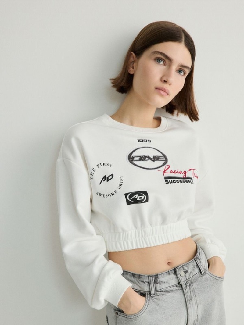 Reserved Sweatprints Sweatshirts Damen Weiß | 6321-USKBW