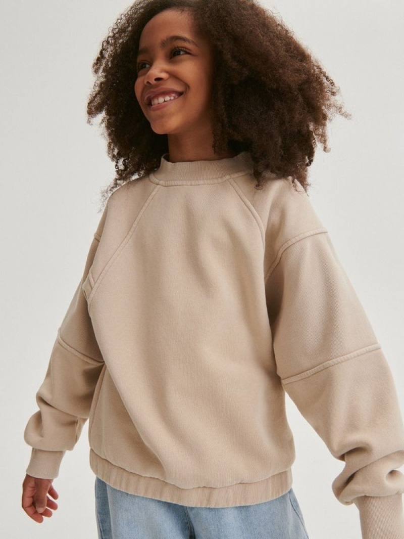 Reserved Sweatstitching Sweatshirts Mädchen Beige | 0165-RWSPV