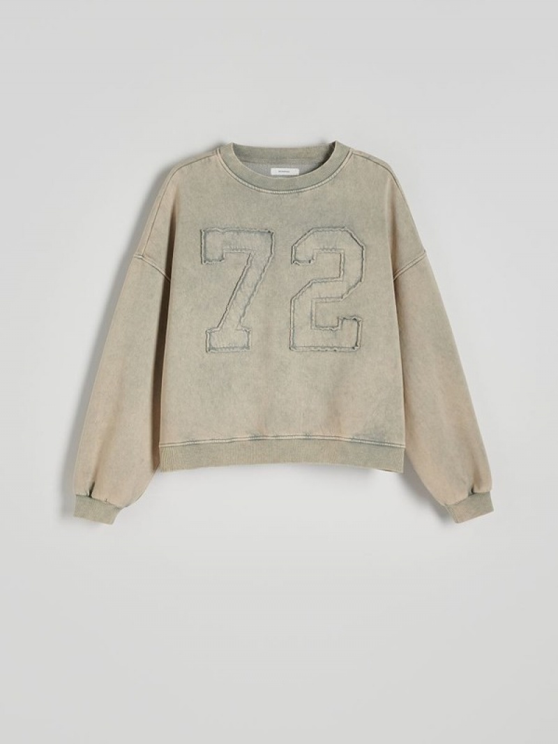 Reserved Sweatwash Effect Sweatshirts Damen Beige | 4390-PHIGF