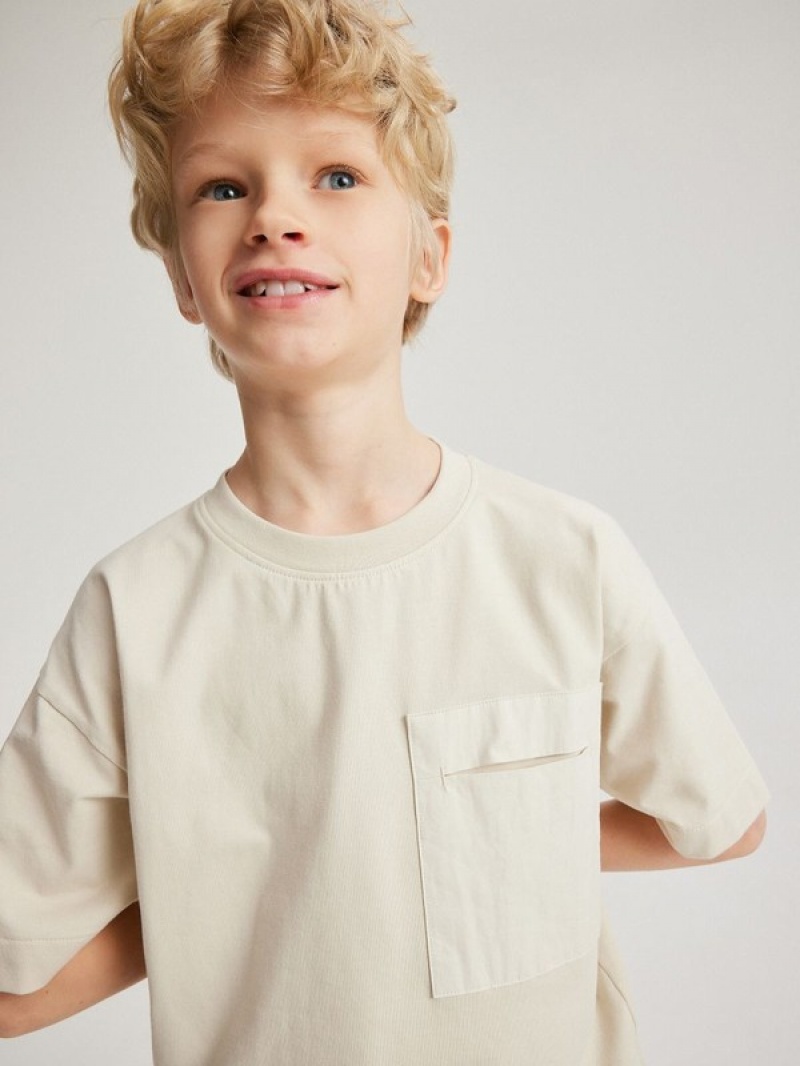 Reserved T-a Pocket T-shirts Jungen Beige | 4380-MXOHZ