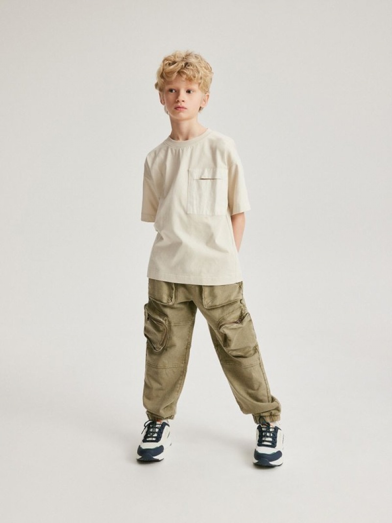 Reserved T-a Pocket T-shirts Jungen Beige | 4380-MXOHZ