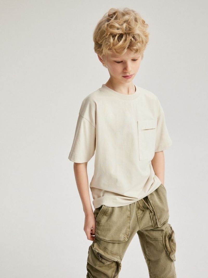 Reserved T-a Pocket T-shirts Jungen Beige | 4380-MXOHZ