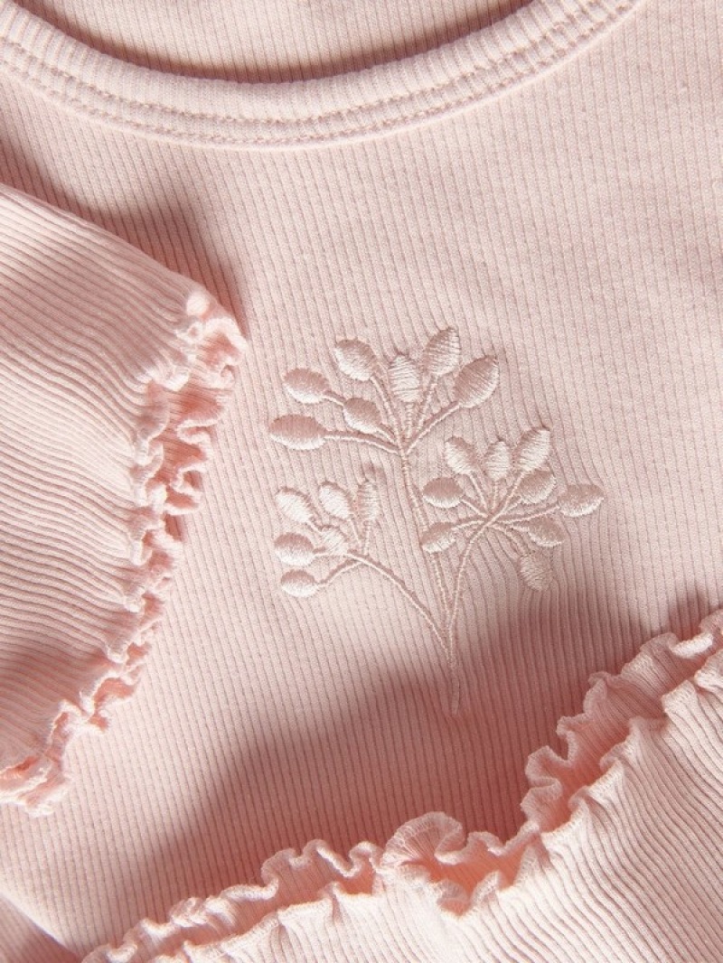 Reserved T-embroidery Detailing T-shirts Mädchen Rosa | 1435-YEUVA