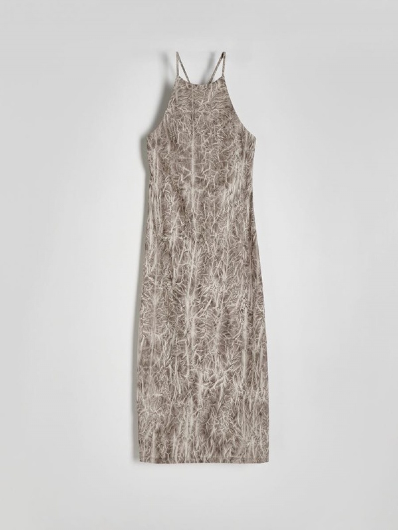 Reserved Tie Dye Kleid Damen Beige | 7384-ZPJYF