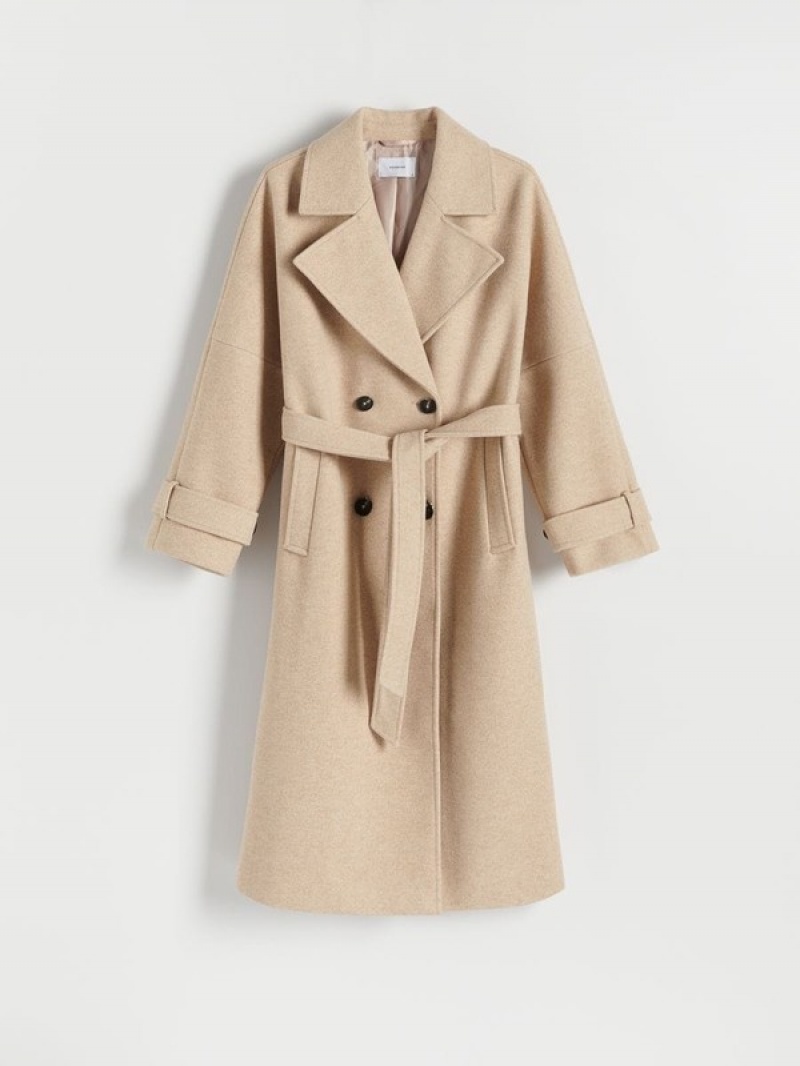 Reserved Tie Mäntel Damen Beige | 0947-JRDSN