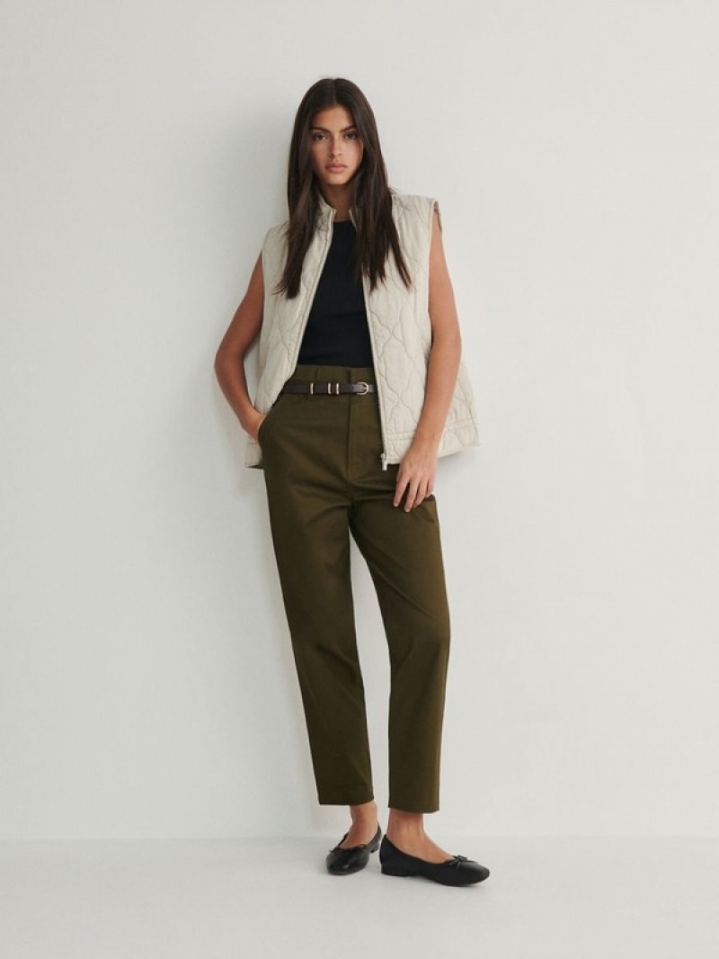 Reserved Tie Taille Hosen Damen Grün | 4207-OFCEJ