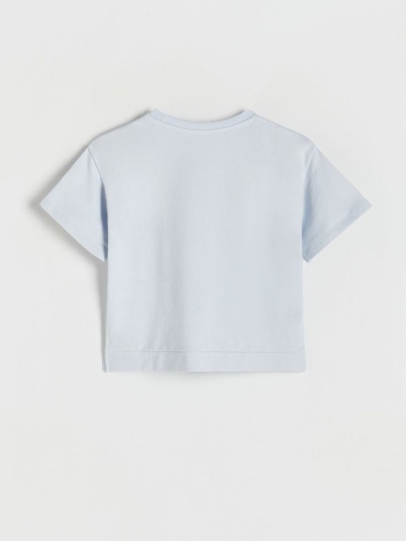 Reserved T-patch T-shirts Mädchen Blau | 9410-MJBKN