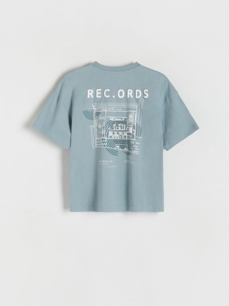 Reserved T-print T-shirts Jungen Blau | 4987-GSWTB