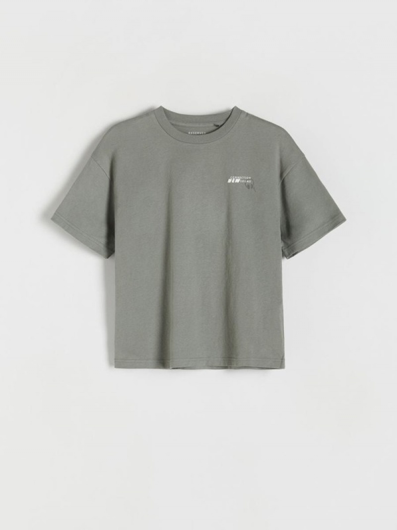 Reserved T-print T-shirts Jungen Grün | 8624-CTLQZ