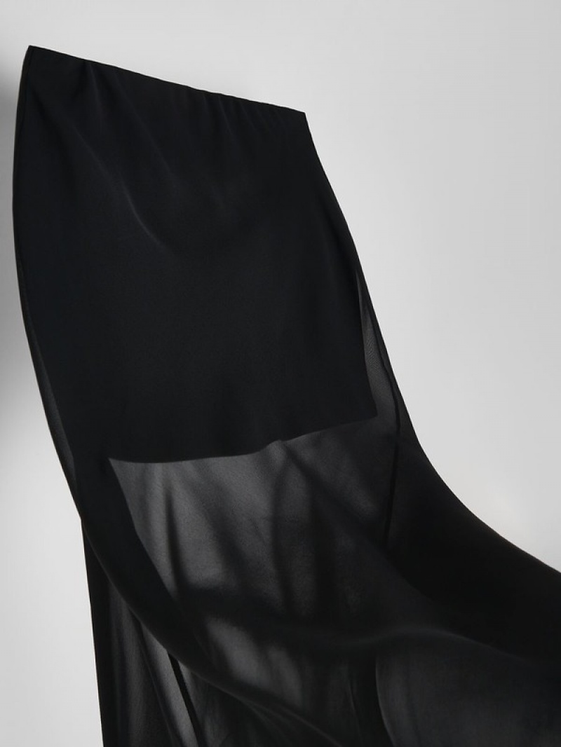 Reserved Transparent Maxi Röcke Damen Schwarz | 9318-RFXOP