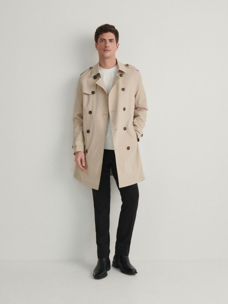 Reserved Trench With Mäntel Herren Beige | 6207-FUZSL