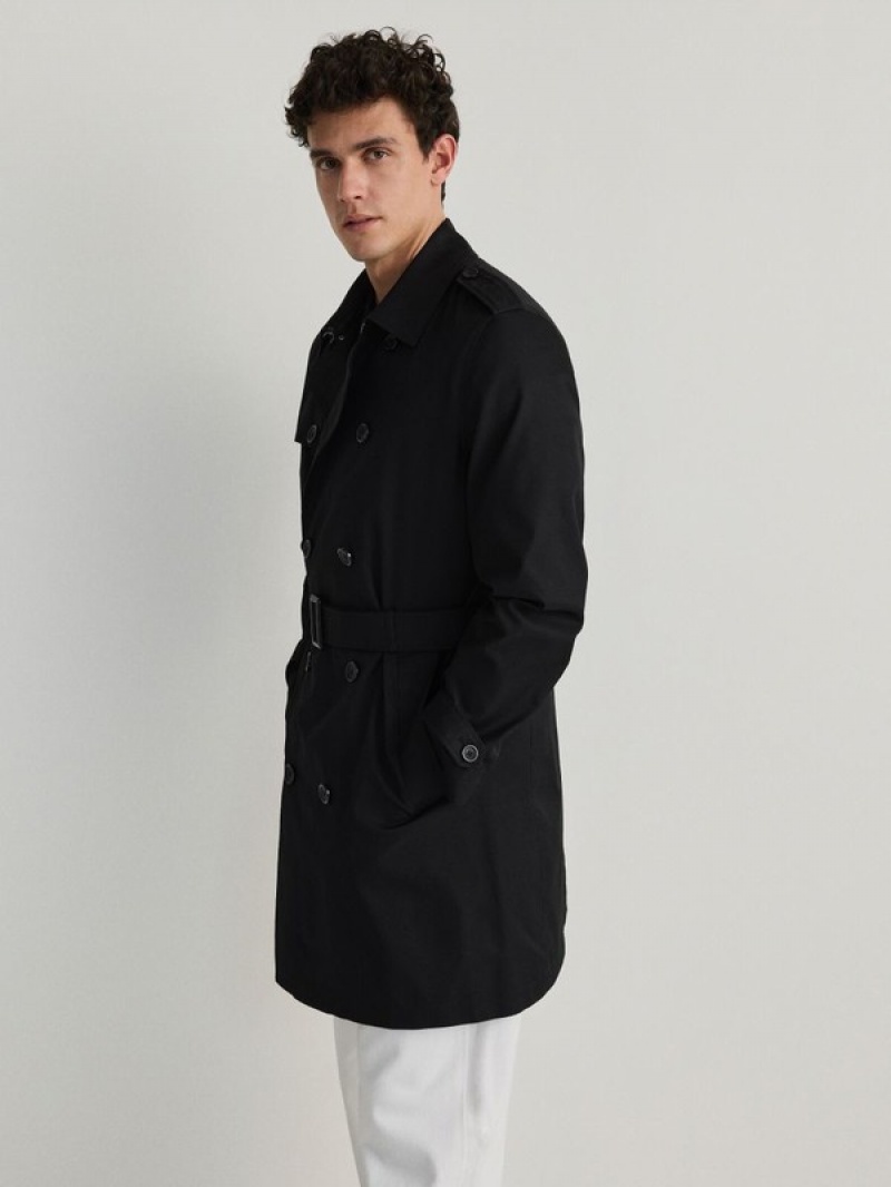 Reserved Trench With Mäntel Herren Schwarz | 9650-QYNBO