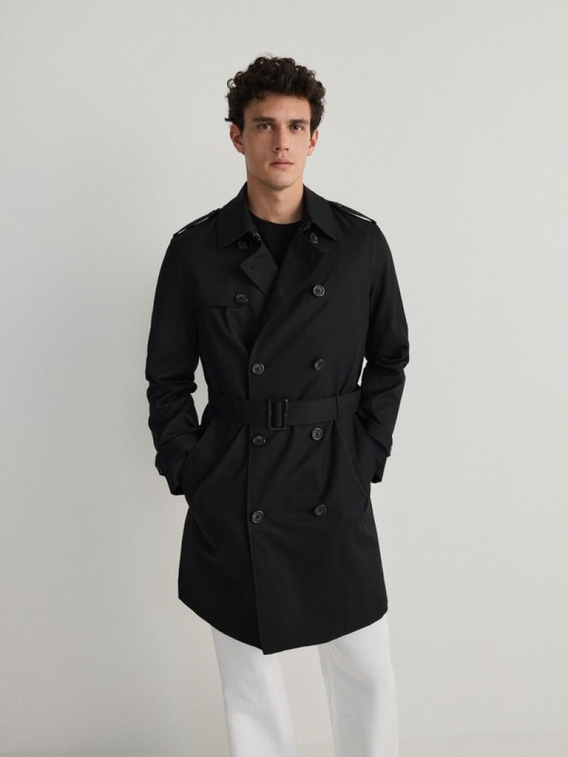 Reserved Trench With Mäntel Herren Schwarz | 9650-QYNBO