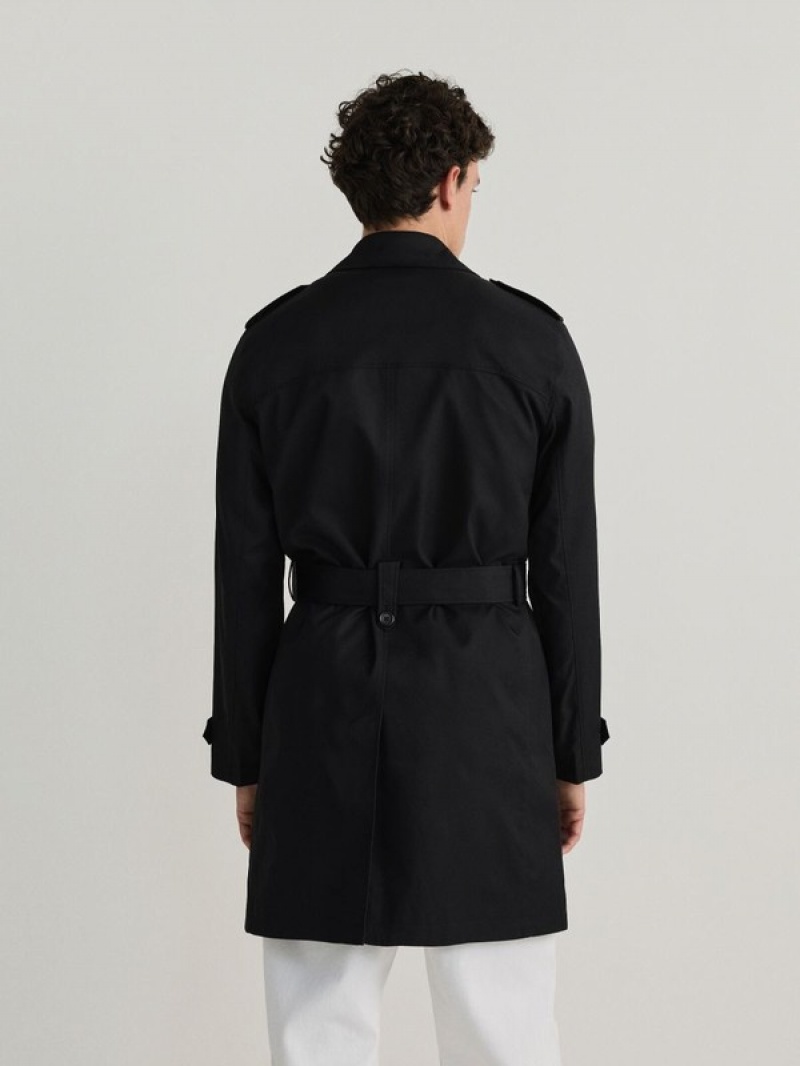 Reserved Trench With Mäntel Herren Schwarz | 9650-QYNBO