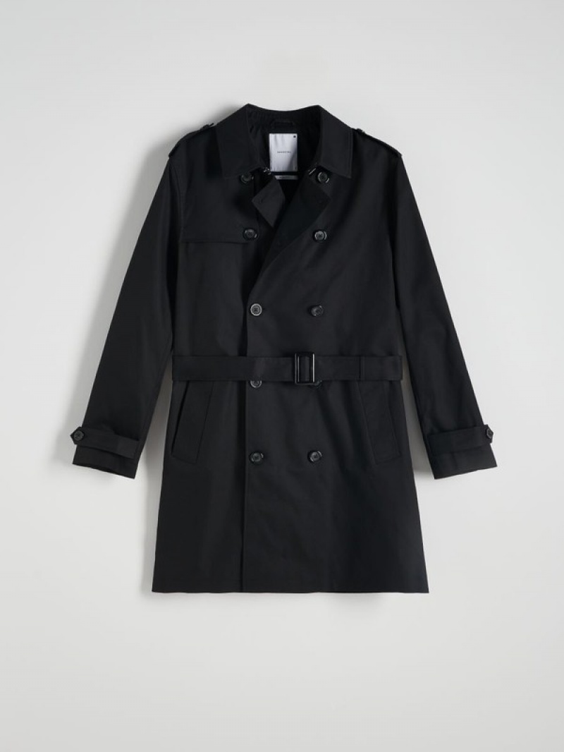 Reserved Trench With Mäntel Herren Schwarz | 9650-QYNBO