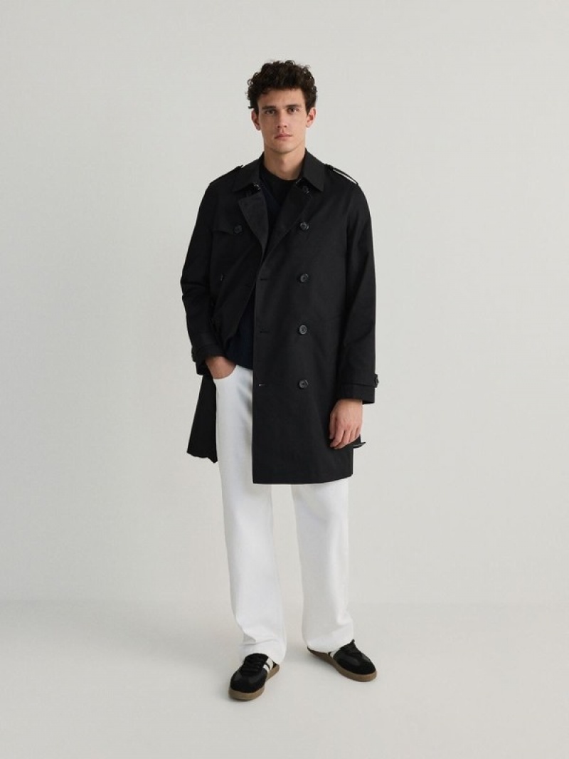 Reserved Trench With Mäntel Herren Schwarz | 9650-QYNBO