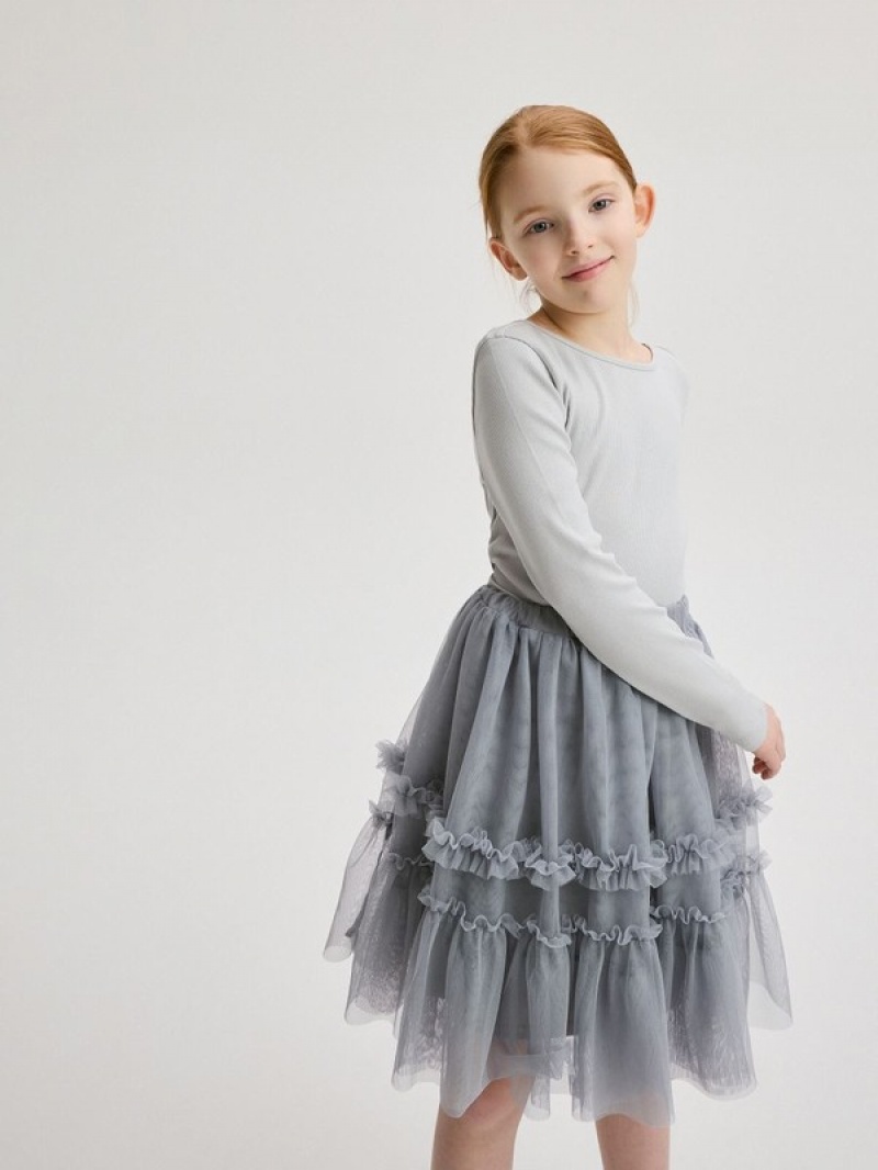 Reserved Tulle Kleid Mädchen Hellgrau | 3409-ZJMIF